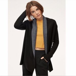 Aritzia Babaton Beekman Merino Wool Cardigan Sweater. Black and Grey. Size Small